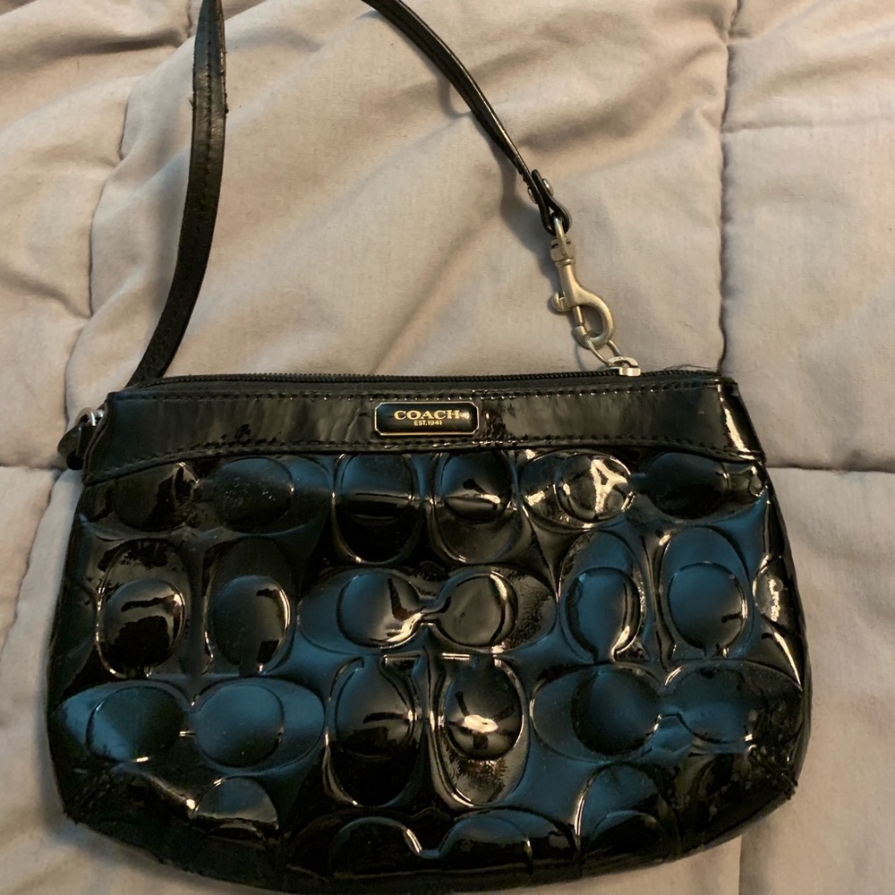 Coach Black Patent leather wristlet